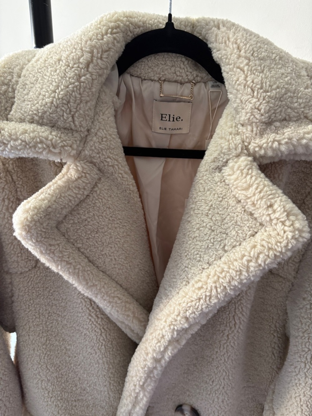Elie Tahari Ivory Sherpa Teddy Coat